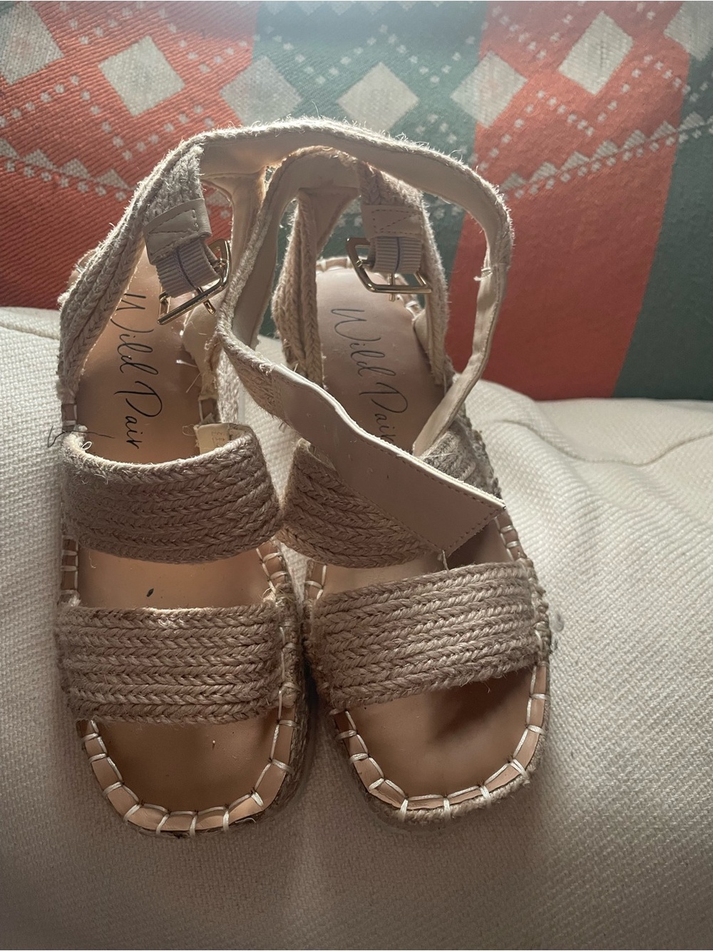 Wild Pair Natural Beige Espadrille Wedge Sandals